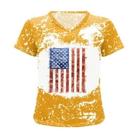 Оалиро Жолта Женски V Вратот Американско Знаме Кошула За Денот На Независноста