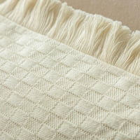 Симетрична карирана обвивка за перница од раб, декоративно куќиште за перница за кауч, спална соба, беж, 12 20