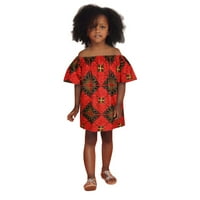 Дете Деца Бебе Девојки Африкански Дашики Традиционален Стил Фустан Без Ракави Од Рамо Анкара Принцеза Фустани 1-5Ј