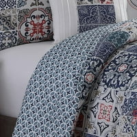 Домашни мулти-бои азурни плочки медалјонски удобни постелнини, сет, срамни и декоративни перници вклучени