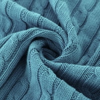 Уникатни поволни цени памук мек кабел плетен ќебе сино