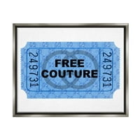 Stuple Industries Free Couture Blue Ticket Stuck Beauty & Fashion Painting Grey Floater Framed Art Print Wall Art
