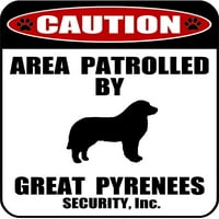 Осветлете Црвено Трепкање Трепкање Внимание Грабање Ламинирано Куче Знак На Претпазливост Област Патролирана Од Големите Пиринеи
