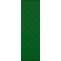 Ekena Millwork 18 W 39 H True Fit PVC Diagonal Slat модерен стил фиксирани ролетни за монтирање, виридијан зелена