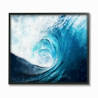 Студената индустрија Крестинг океански бран со сина плажа слика црна врамена wallидна уметност, 20, Бизивеј Ли