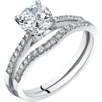 14K White Gold Classic Engagament Ring и Bridal Bridal Set големини со 4-10