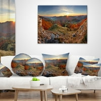 DesignArt Величествено зајдисонце во планински пејзаж - Перзана пејзаж Перница за фрлање - 16х16