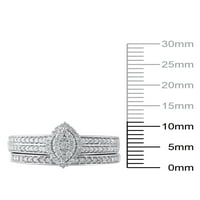 Карат Т.В. Засекогаш невестата во форма на маркиза во форма на ореол дијамант, композитен невестински комплет во сребро, големина
