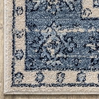 Добро ткаени Топкапи Савона современа геометриска шема сина гроздобер потресена 5'3 7'3 килим во областа